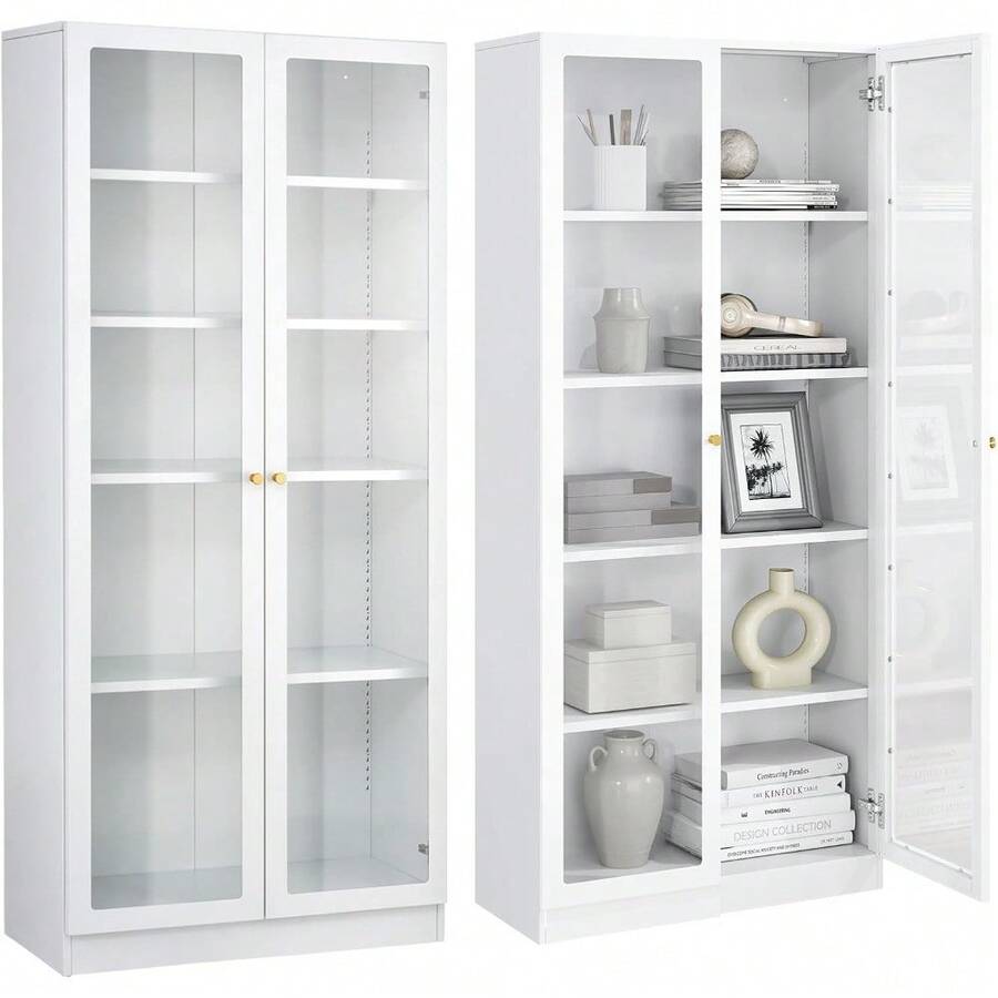 Metal Storage Cabinet With Shelves, 3 Tier Small Display Cabinet, Short White Bookshelf With Storage, Open Bookcase For Home Office, Library, Classroom - trắng - Xem 1