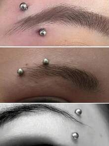 1件钛金属眉钉穿刺香蕉形唇环弯曲杠铃耳骨肚脐耳钉饰品 - 銀色 - 查看 2