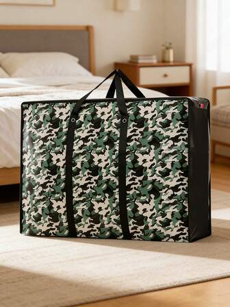 1 bolsa de almacenamiento extra grande, adecuada para mudanzas, empacar mantas y edredones, bolsa de almacenamiento con capacidad extra grande a prueba de humedad, colores y patrones aleatorios, bolsa de equipaje con cremallera, bolsa de almacenamiento plegable y resistente al agua, adecuada para viajes de negocios, viajes y alojamiento escolar.