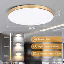 CANMEIJIA 1 đèn LED âm trần tròn hiện đại màu vàng, 220V, 3 nhiệt độ màu (Trắng/Trung tính/Ấm), 18W/30W/40W/50W, đèn trần phòng khách/phòng ngủ/nhà bếp - Đèn trần vàng - Xem 14