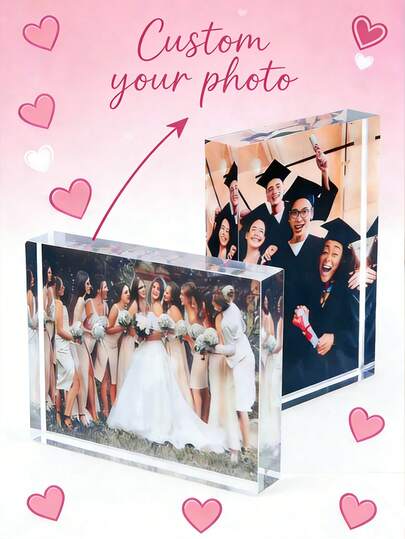 1 pieza Bloque de foto de acrílico personalizado, Bloque de foto de acrílico personalizado, Decoración de foto de acrílico personalizada, Adecuado para decoración de Pascua, recuerdo de boda, regalo del Día de la Madre, regalo de foto de acrílico personalizado, regalo personalizado, aplicable para aniversario, Día de la Madre, Día del Padre, Pascua, San Valentín, boda, cumpleaños, fiesta, inauguración de la casa, regalo familiar, decoración de la habitación, decoración del hogar, artículo personalizable, regalo ideal para parejas, familia, amigos
