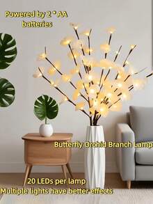 1个白色兰花枝灯，花瓶装饰灯，LED浪漫氛围灯，适用于卧室、床头柜、客厅、餐桌、拍照背景、花园、露台装饰、婚礼装饰，适合斋月、情人节、母亲节、父亲节、开学季，可用作节日礼物、生日礼物、乔迁礼物、结婚礼物。 - 蘭花樹枝燈 - 查看 5