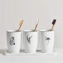 Japanese Minimalist INS Style Creative White Matte Ceramic Rinse Cup, Toothbrush Cup, Bathroom Cup - Multicolor - View 5