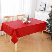 Mantel rectangular Smiry, manteles de vinilo resistentes y impermeables, cubierta de mesa lavable y limpiable para cocina y comedor (Rojo, 54 pulgadas X 78 pulgadas) - Rojo, 78 x 54 pulgadas, rectangular - Ver 3