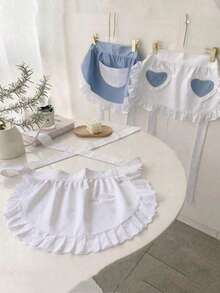 1PC Cute Princess Style Apron, Kitchen And Home Cleaning Protective Apron, Cooking Apron, Daily Half Body Apron Suitable For Kitchen And Bedroom, New Year's Gift, Valentine's Day Gift - 彩色 - 查看 12