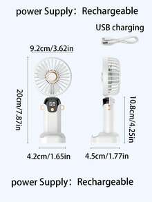 Ventilador eléctrico portátil mini USB recargable 2026 mejorado, ventilador de escritorio portátil con pantalla digital, adecuado para oficina, dormitorio, exterior, funciones 3 en 1 de mano, colgar al cuello y escritorio, diseño plegable de 90°, 5 velocidades ajustables - Multicolor - Ver 9