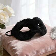 3D Soft Plush Mask & Eye Mask Set, Suitable For Halloween, Music Festival, Party, Couples Valentine's Day Costume - A - View 1