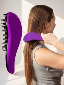 Detangling Brush - Glide The Detangler Brush Through Tangled Hair - Best Brush / Comb For Women & Men - Use In Wet And Dry Hair(Purple) - Purple - View 1