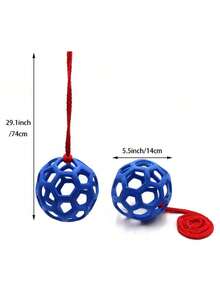 三色（红、蓝、绿）悬挂式干草喂食球，马匹咀嚼玩具，户外马厩悬挂式草球，马匹喂食/放牧袋 - 彩色 - 查看 5