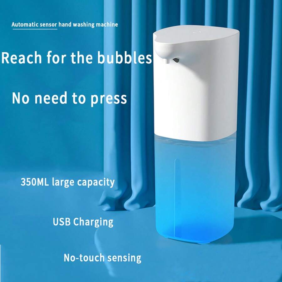 350毫升自动皂液器，非接触式液体皂液器，带红外感应器，适用于浴室和厨房（白色）