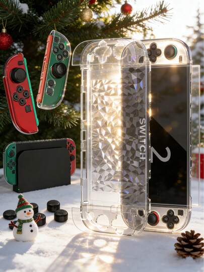 Case For Switch 2 PC Protective Case Transparent Protective Case With Screen Protector And Thumb Grips For Switch 2 Controller Accessories