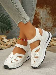 Fall/Winter Women's Platform Wedge Sneakers, Summer New Casual Flat Breathable Ladies Shoes - 白色 - 查看 3