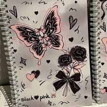 1/4pcs (Random Style), Ballet Pink Butterfly Notebook, Super Eye-Catching Girly Style A5/A7 Spiral Notebook, Thick Increased Pages, Student Exercise Book, Stationery Office Supplies, Back To School Essential - Multicolor - View 4
