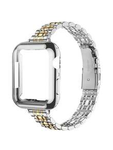 Huastonband 相容 38mm 40mm 41mm 42mm 44mm 45mm 46mm 49mm 保護殼，女款 14mm 纖細銀色不鏽鋼錶帶搭配柔軟防刮金色 TPU 保護套，適用於 S11/S10/S9/S8/S7/S6/S5/S4/S3/S2/S1/SE/SE2 系列，女款金色手鍊，適合派對、聚會、海灘、日常穿著，時尚配件，女性禮物 - 銀間金 - 查看 3