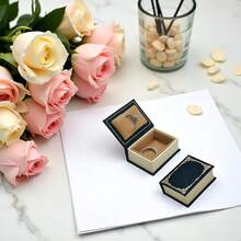 Velvet Book Shaped Ring Box - Vintage Engagement Ring Box With Hinged Lid For Proposal Engagement Wedding, Proposal Ring Case-PRB012-Blue,Blue-Book - 藍皮書 - 查看 4