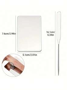 2件套专业粉底刮刀套装 - 不锈钢搅拌棒和圆形亚克力调色盘 - 非常适合涂抹粉底和晕染化妆品 - 无香型 - 彩色 - 查看 6