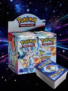 pokemon 10包/100张或36包/360张宝可梦补充包、对战卡、进化卡、收藏卡、玩具、随机款式、宝可梦收藏卡、稀有宝可梦收藏卡、随机卡牌
