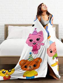 1pc Plim Plim Blanket Ultra Soft Anime Blanket, Flannel Cartoon Printed Throw - Perfect Gift For Anime Fans, Ideal For Christmas, Birthday, Halloween, Home, Camping & Travel - màu đen - Xem 5