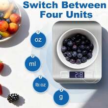 Báscula de cocina de 10 kg/1 g, electrónica de precisión para alimentos, herramientas de medición para cocinar y hornear, balanza de acero inoxidable con pantalla LCD, báscula de alimentos para cocina - Báscula de cocina de acero inoxidable, resistente al agua, pilas incluidas, pesa hasta 10 kg/22 lb, báscula digital, báscula de alimentos con calculadora nutricional, báscula para hornear, báscula para cocinar - Plateado - Ver 4
