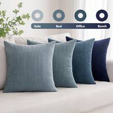 [Free Shipping]MIULEE Summer Throw Pillow Covers 18x18 Inch Set Of 4 Western Neutral Decorative Cushion Covers Soft Boho Farmhouse Modern Coastal Home Decor For Couch Bed Sofa Living Room Dark Blue Navy Series - 深藍色,18英寸x18英寸,4件裝 - 查看 6