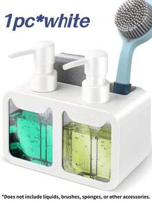 2件套皂液器套装，包含洗手液和洗洁精、海绵架和刷架，四合一双头皂液器套装，双头手动按压式液体储存盒带排水功能，适用于浴室、厨房，1/2件 - 彩色 - 查看 13
