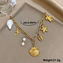 Ocean-Themed Gold Necklace With Seashell, Starfish, And Turtle Pendants - Beach-Inspired Jewelry, Perfect For Everyday And Vacation Wear, Elevates Your Holiday Look, Valentine's Day Gift, Unisex - Multicolor - View 7