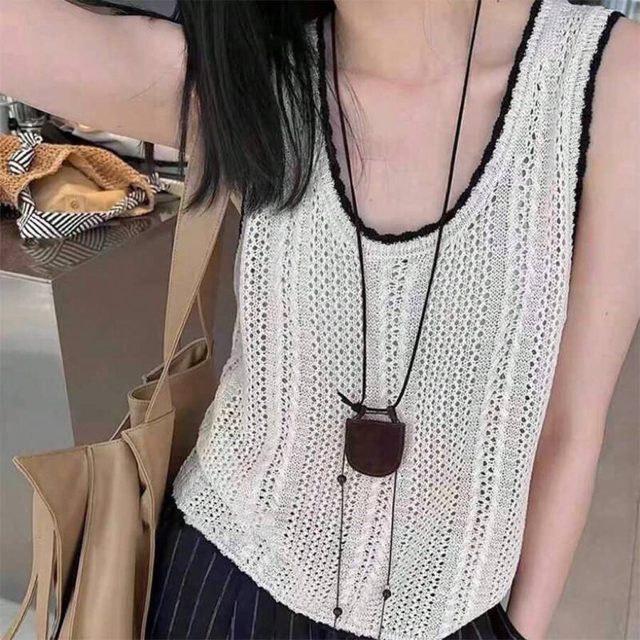 A Minimalist Outfit With A Unique Shape, Fashion Accessories, Neck Hanging Mini Bag, Exquisite Design Mini Crescent Bag Necklace For Women - 14#項鍊-咖色 - 查看 1
