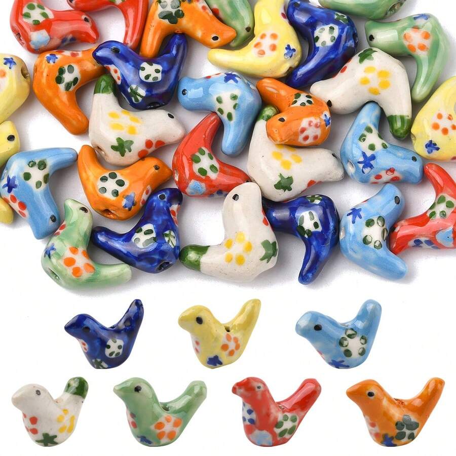 5颗手工陶瓷鸽子珠，DIY动物珠，适合制作手链和项链 - 陶瓷串珠 - 查看 1