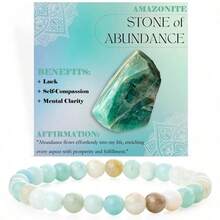 1PCS   6mm Natural Stone Obsidian Amazonite Bead Bracelet With Elastic Cord And Card - 或者 - 查看 1