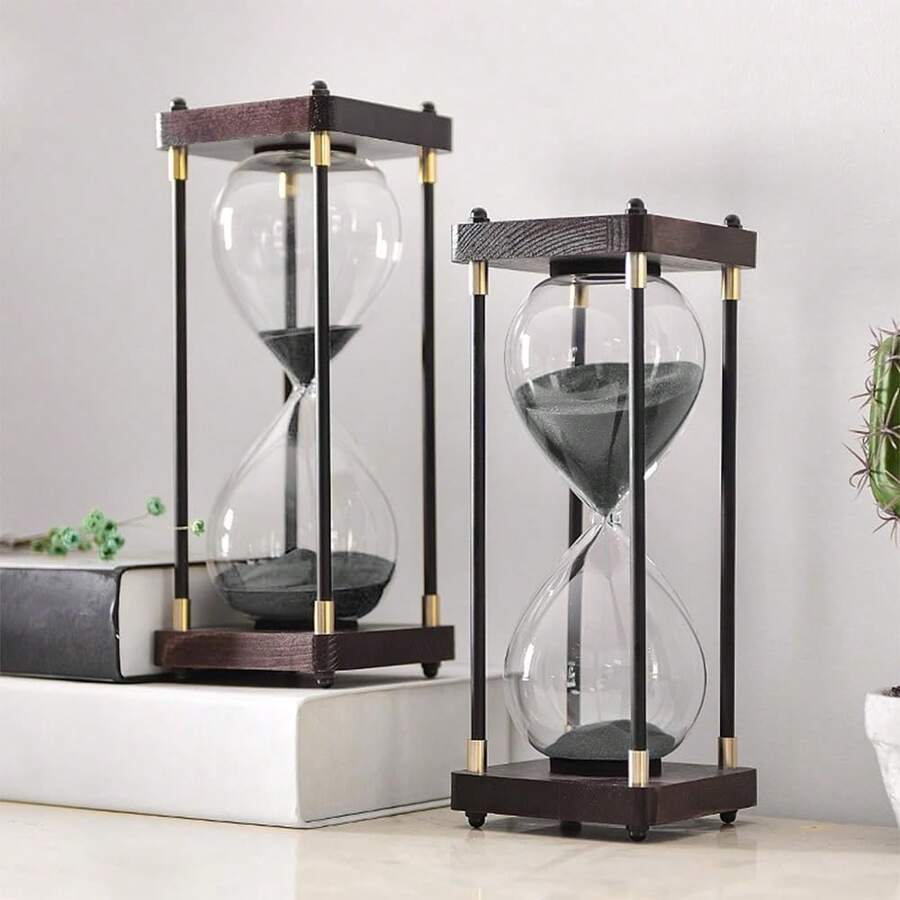 Reloj de Arena de 30 Minutos, Temporizador de Madera para Niños, Aula, Dormitorio, Oficina y Juegos (Negro) - 1 - Ver 1