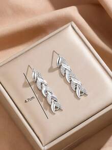 1 Paar modische, elegante, süße und charmante Ohrringe mit Strass-Fischgrät-Motiv, vielseitig für den täglichen Lässig-Look von Frauen, Festivals, Partys, geeignet als Geschenk für Familie, Freunde, Freundin - Weißes K - Übersicht 3