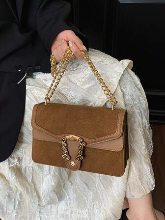 Plaid Retro Small Square Bag, Fashion Elegant Double Layer Handbag, PU Leather Tote Shoulder Bag, Versatile For Women Daily Use