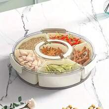 Circular 6-Section Snack And Spice Organizer - Round Divided Container For Multiple Dry Foods, Versatile Pantry Management Tool With Adjustable Partitions, Space Saving Kitchen Storage Design, Practical Home Decluttering Solution - Multicolor - View 2