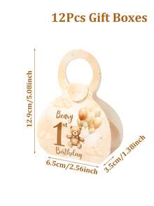 12pcs Brown Bear Gift Box With Handle, 1st Birthday Gift Bags, Happy Birthday Party Supplies, Teddy Bear Theme Party Tote Gift Boxes, Bear Candy Box, Sweet Box, Birthday Gift Packaging Box, Family Holiday Gatherings Kitchen Baking Wrapping Supplies, 1st Birthday Decorations, Babe Shower Decorations, Gender Reveal Decorations, Birthday Gifts, Party Favors