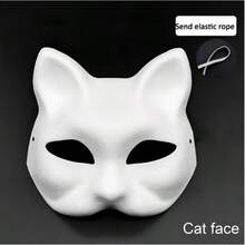 白色兽人猫面具，适用于化装舞会、万圣节、角色扮演和服装派对，生产过程中可能存在轻微瑕疵，但不影响最终产品。 - 彩色 - 查看 4