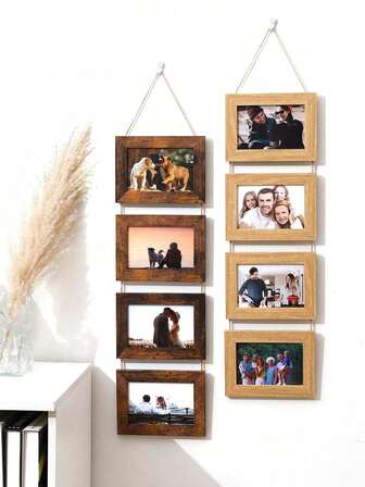 4pcs Wall Hanging Photo Frame Set - Fits 6-Inch Photos - Aesthetic Room Decor For Your Home! - Best Choice For Family Photos On Christmas & Halloween
