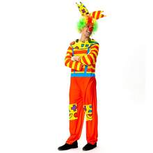 男士专业小丑服装，经典男士小丑服装，全套趣味成人小丑服，超大号彩色连体衣，包括（帽子、连体衣） - 彩色 - 查看 4