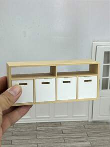 1:12 Scale Minimalist Plastic Dollhouse TV Stand - Bookcase Function & Drawer Storage, Optional Decor Accessories, TV Not Included - Multicolor - View 9