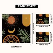 Abstract Black Boho Queen Duvet Cover Sets Vintage Mid Century Green Nature Leaf Sun Duvet Cover With Zipper Soft Microfiber Duvet Cover 90"X90" And 2 Pillow Shams 20"X26" For Bedding - 黑色 - 查看 7
