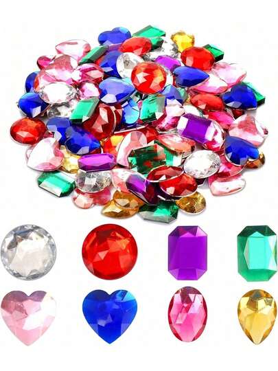 EstiloGemas de acrílico con forma redonda de corazón y estrella de 1 pulgada para manualidades y manualidades, para hacer disfraces, cosplay, caja de almacenamiento para fiestasVersión mejorada