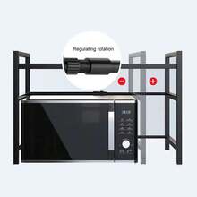 1pc Expandable 42-64cm Microwave Shelf Organizer, Moisture And Rust Proof Microwave Countertop Organizer,Kitchen Utensils Tableware Storage,Over ,Kitchen Storage Rack - 黑色 - 查看 8