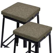 baibu Juego de 2 cojines cuadrados de 12 pulgadas con lazos taburete de bar antideslizante con funda lavable a máquina solo dos almohadillas para orejas café 12 pulgadas - Marrón - Ver 1
