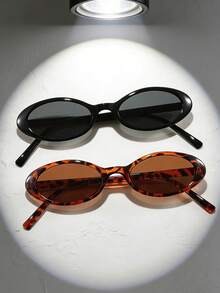 2pcs/Set Personalized Cat Eye Oval Frame Glasses For Teens - Multicolor - View 9