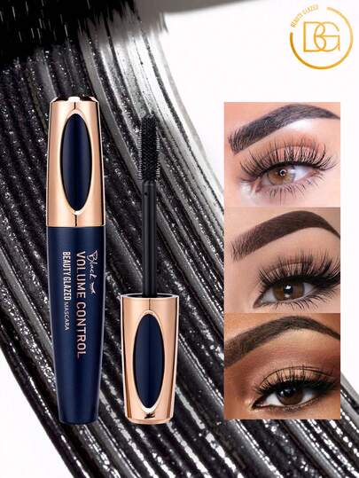 beauty glazed Mascara à fibres de soie 5D, mascara noir volumisant avec brosse douce, mascara longue tenue imperméable sans bavure avec effet faux cils