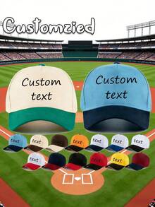 Customized Text Baseball Cap, Adjustable Baseball Cap, Cap With Your Text, Single Party Cap, Unisex, Great Birthday Gift For Friends, Suitable For Matches, Travel And Outdoor Activities - Multicolor - View 7