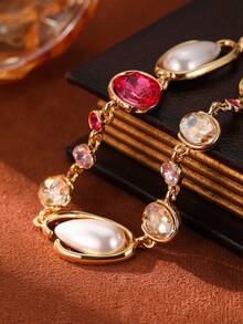 1件女士时尚波西米亚串珠项链，百搭时尚单品，适合派对、送礼、日常佩戴、节日、情人节礼物，附赠天鹅绒袋 - 彩色 - 查看 3