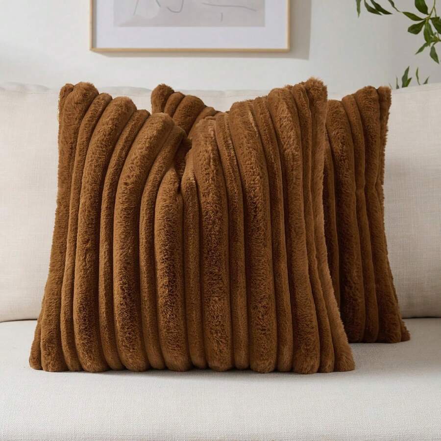 1pc/2pcs Solid Color Pillow Cover (Pillow Insert Not Included), Fabric Throw Pillow Case, Suitable For Living Room Sofa