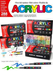 1pc 288/240/168/120/72/60/48/36/24/12 Colors Acrylic Marker Pens, Soft Tip, Opaque, Waterproof, Blendable, For DIY Graffiti Painting Art Supplies - Acrylic Marker - View 9