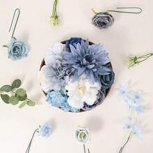 [Free Shipping]Artificial Flowers Combo Box Blue Dusty Blue Artificial Flowers For DIY Tables Centerpieces Ba By Shower Bridal Shower Wedding Bouquet Arrangements Decor - 深藍 - 查看 3