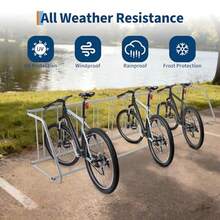 Portabicicletas de suelo de un solo lado para 12 bicicletas, 375 cm de largo, independiente, con diseño de rejilla para garajes, calles, patios y eventos ciclistas. Almacenamiento resistente de 375 x 74 x 74 cm. - Gris - Ver 4